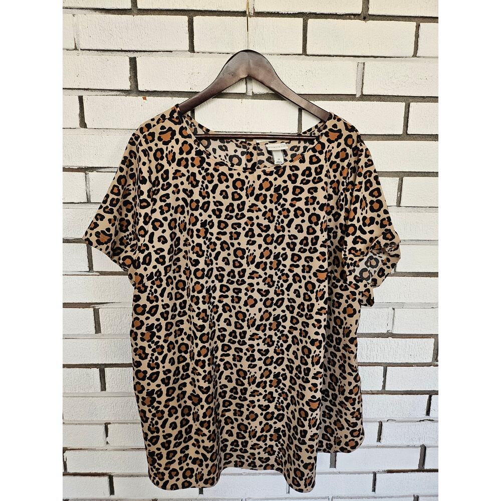 Ava & Viv Cheetah Blouse Womens 3X